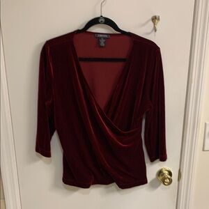 Harold's Burgundy Wrap Blouse 3/4 Sleeve